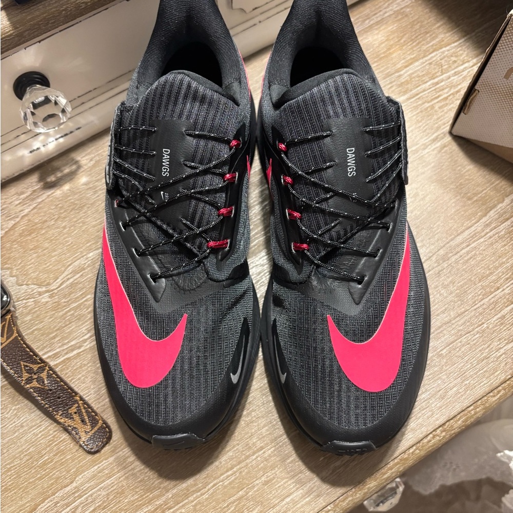 Nike Black and Red Custom Georgia Bulldogs Athletic Shoes